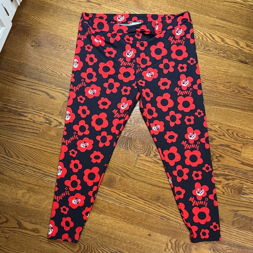 Disney Minnie Mouse Floral Leggings - Black and Red
